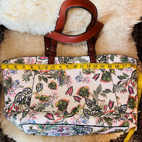 EUC GH Bass & Co Floral Pebble Leather Floral 3 In 1 Shoulder Tote Purse - Picture 10 of 15